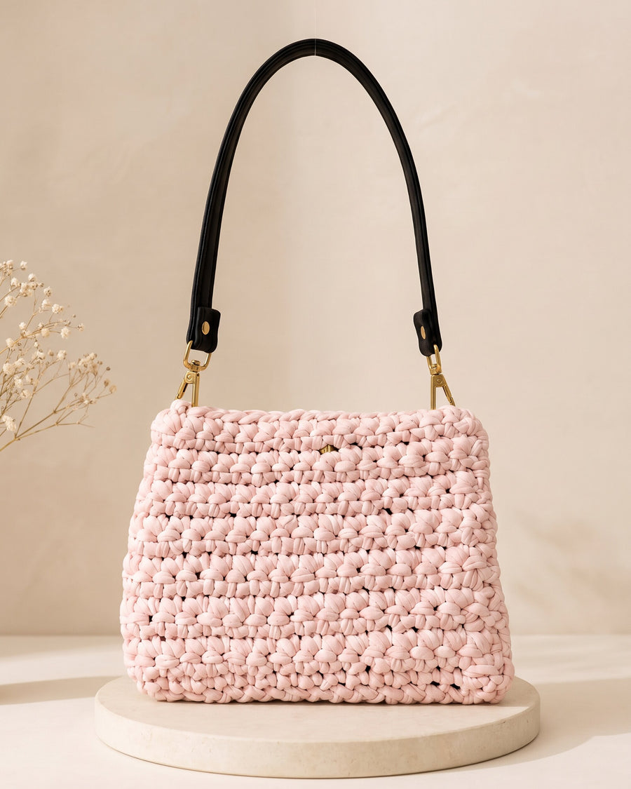 Blush Shoulder Purse, handmade crochet by House of Reena