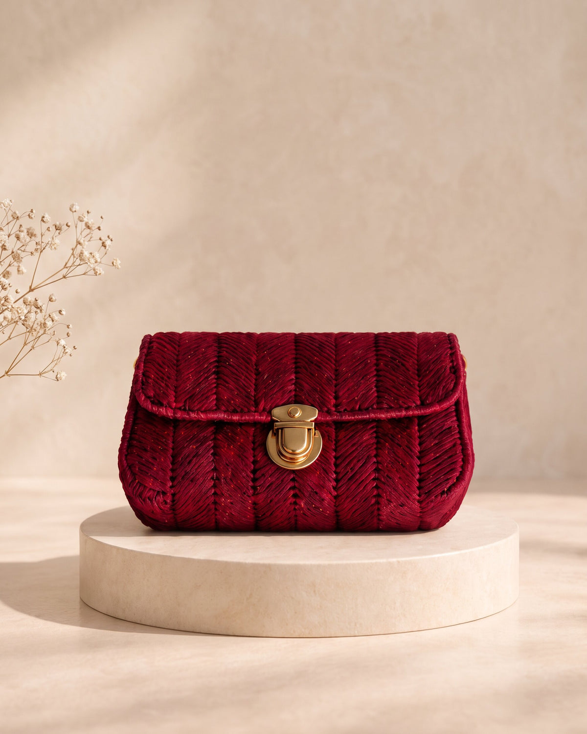 Flap Sling Bag in Burgundy, handmade crochet by House of Reena