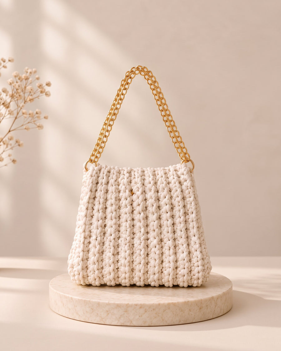 Cloud Knit Shoulder Bag, handmade crochet by House of Reena