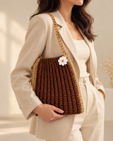 Cocoa Daisy Shoulder Bag — model holding the bag
