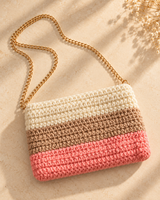 Coral Latte Crochet Sling — flat lay