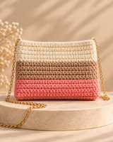 Coral Latte Crochet Sling — texture detail