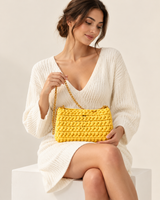 Everyday Shoulder Bag – Yellow — model holding the bag