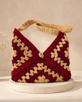 Mosaic Purse, Maroon, handmade crochet by House of Reena