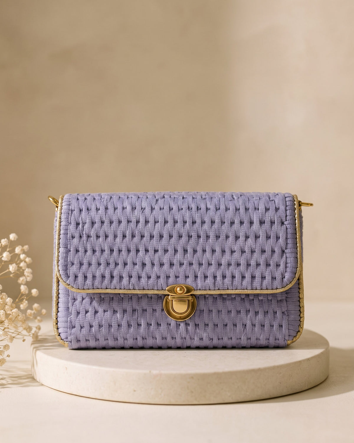 Lilac Grace Flap Bag, handmade crochet by House of Reena
