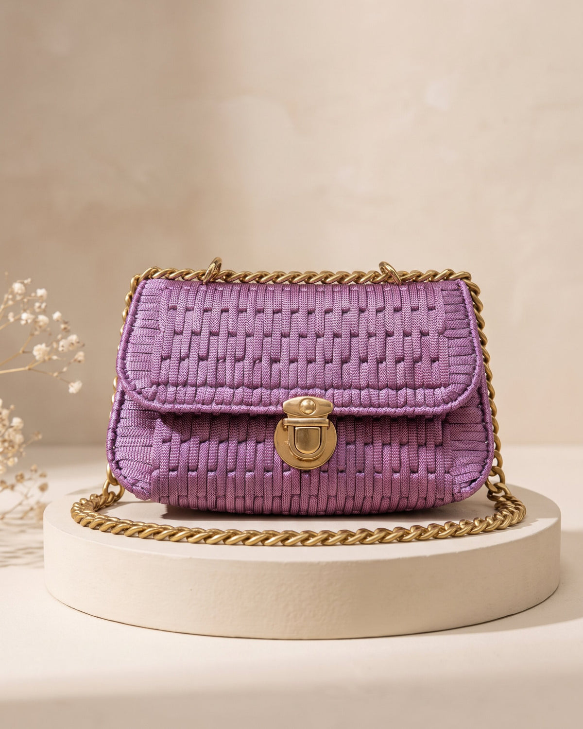 Mauve Elegance Flap Bag, handmade crochet by House of Reena