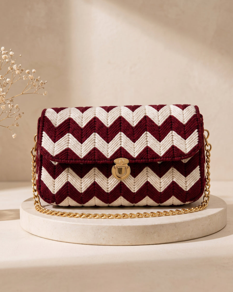 Ruby Chevron Handbag, handmade crochet by House of Reena