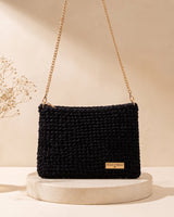 Black Shoulder Purse, handmade crochet by House of Reena