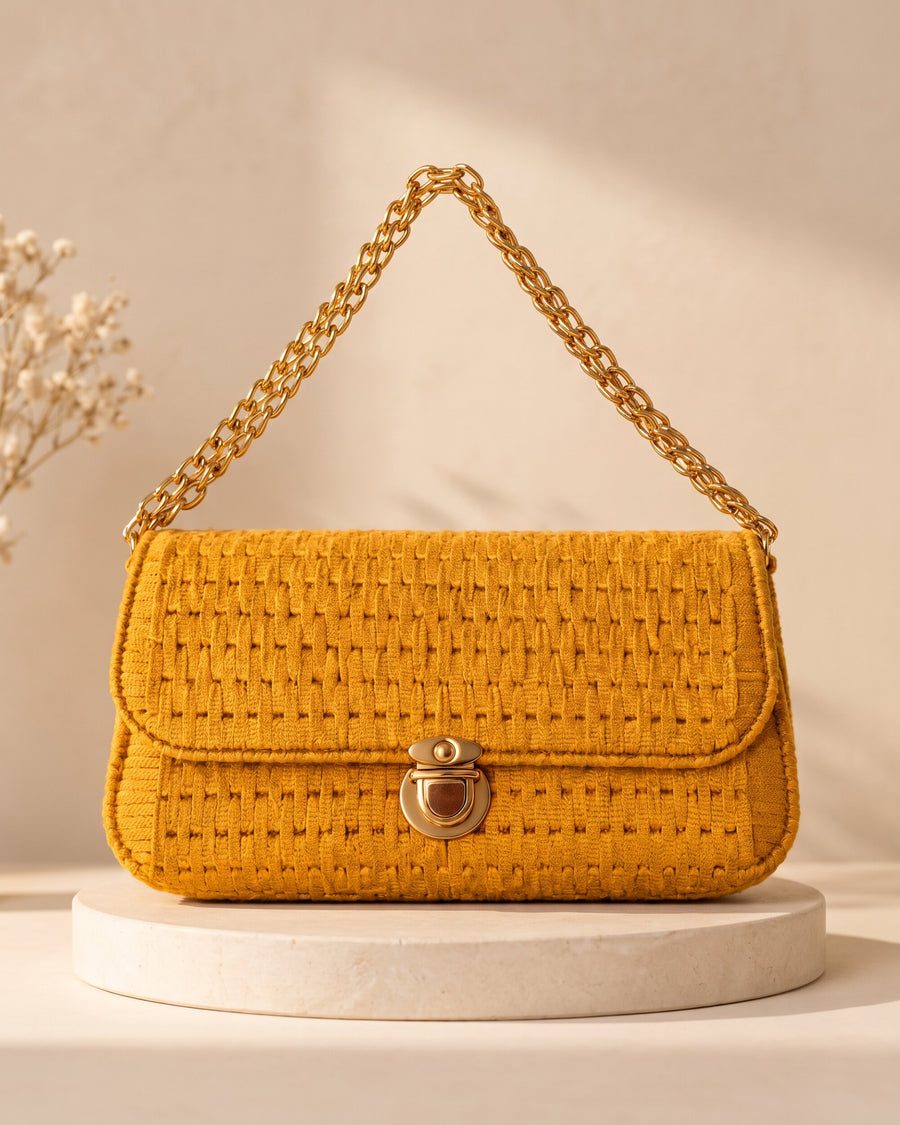 Sunehri Flap Purse, handmade crochet by House of Reena