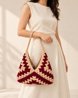 Woollen Shoulder Bag — model holding the bag